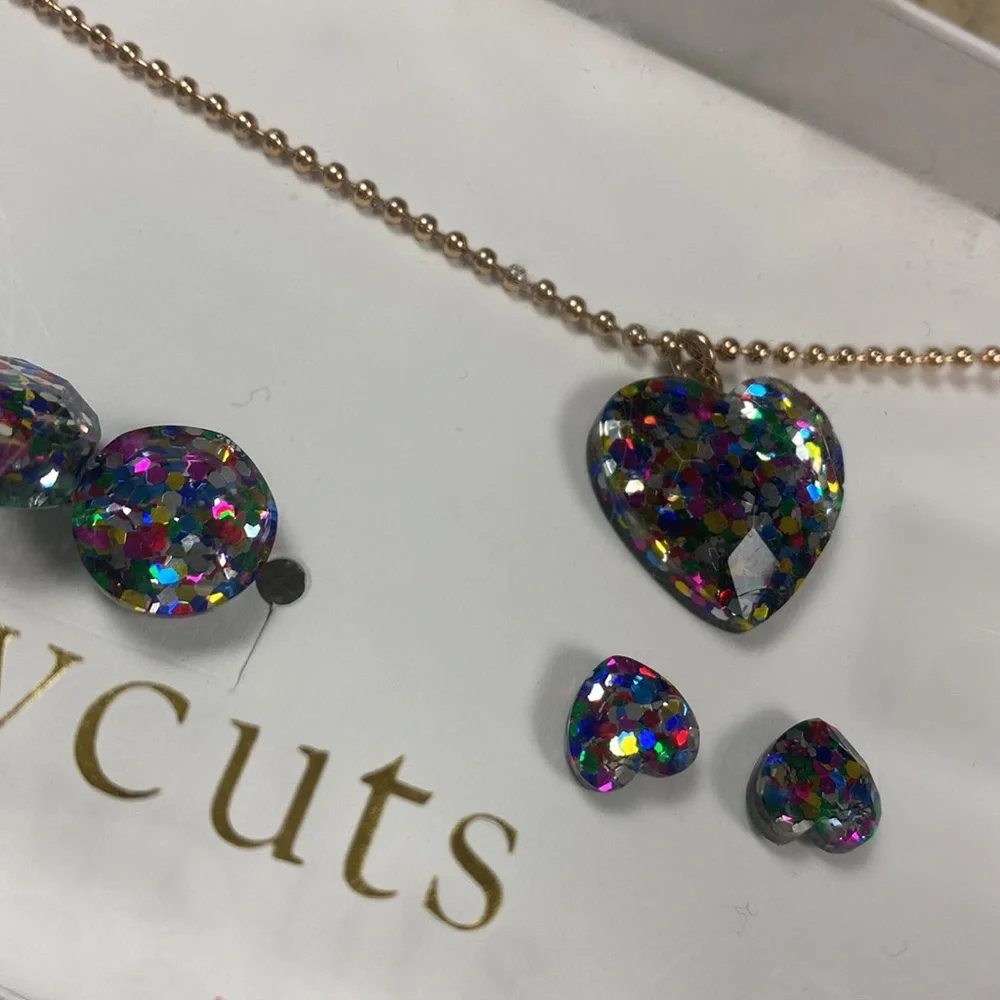 Crewcuts Heart Glitter Necklace, Bracelet, and Earring Set